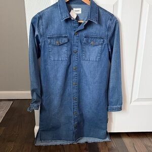 Hudson Jeans Denim Button-Down Shirt Dress Blue